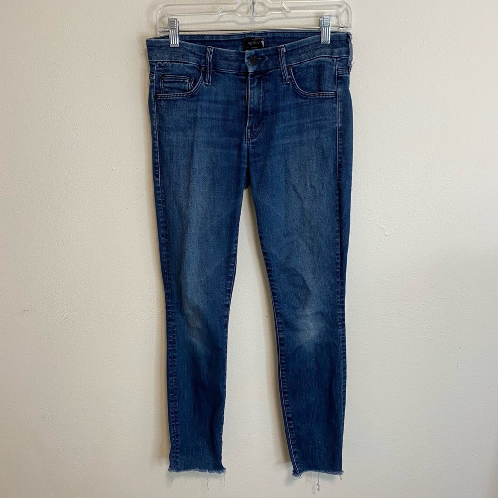 MOTHER Skinny Jeans — Medium/Dark Blue Wash